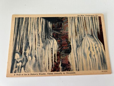 Ice Mine Coudersport Pennsylvania Postcard Wall of Ice
