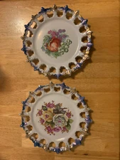 SET 2  PLATES 10"D WALL HANGING DECOR DECOUPAGE Made In Ukraine.