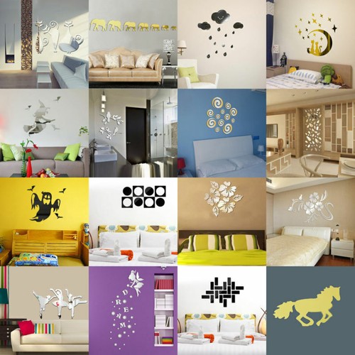 Removable Home Mirror Wall Stickers Decal Art Vinyl Room Decor DIY Self-adhesive - Picture 3 of 46