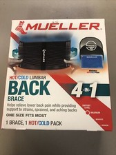 Mueller 4-in-1 Hot/Cold Lumbar Back Brace, One Size Fits 30 - 48 in , Black