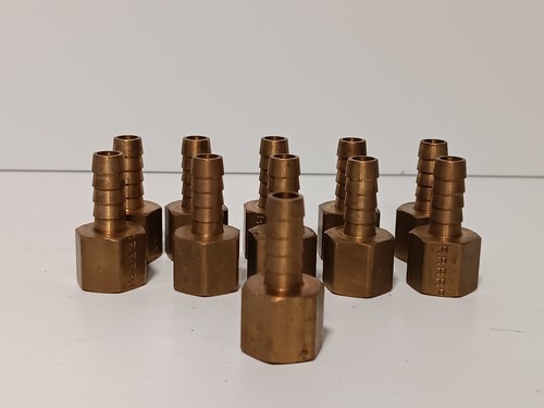 Lot of 11 – Parker 126HBL-6-4 Brass Hose Barb Fitting 3/8” x ¼” FNPT