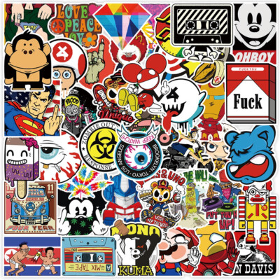 100 stuks Neon Stickers Graffiti Stickers Stickers Esthetische Vinyl Stickers Geschenken Speelgoed Vintage Neon Stickers Decals voor Fiets Motorhelmen Laptop Deksels Skateboard Koffers Snowboard