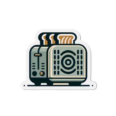 Die-Cut Fridge Magnet Mid-Century Toaster Artwork Retro Kitchen Decor Gift Bread