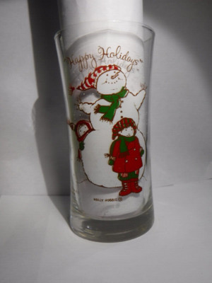 Vintage American Greetings  HOLLY HOBBIE Happy Holidays Christmas Glass
