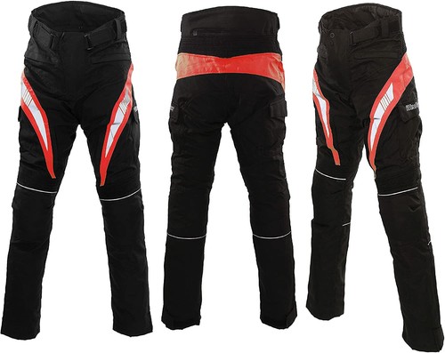 Pantaloni da moto in tessuto antistrappo con protezioni CE e stasconi  laterali | eBay