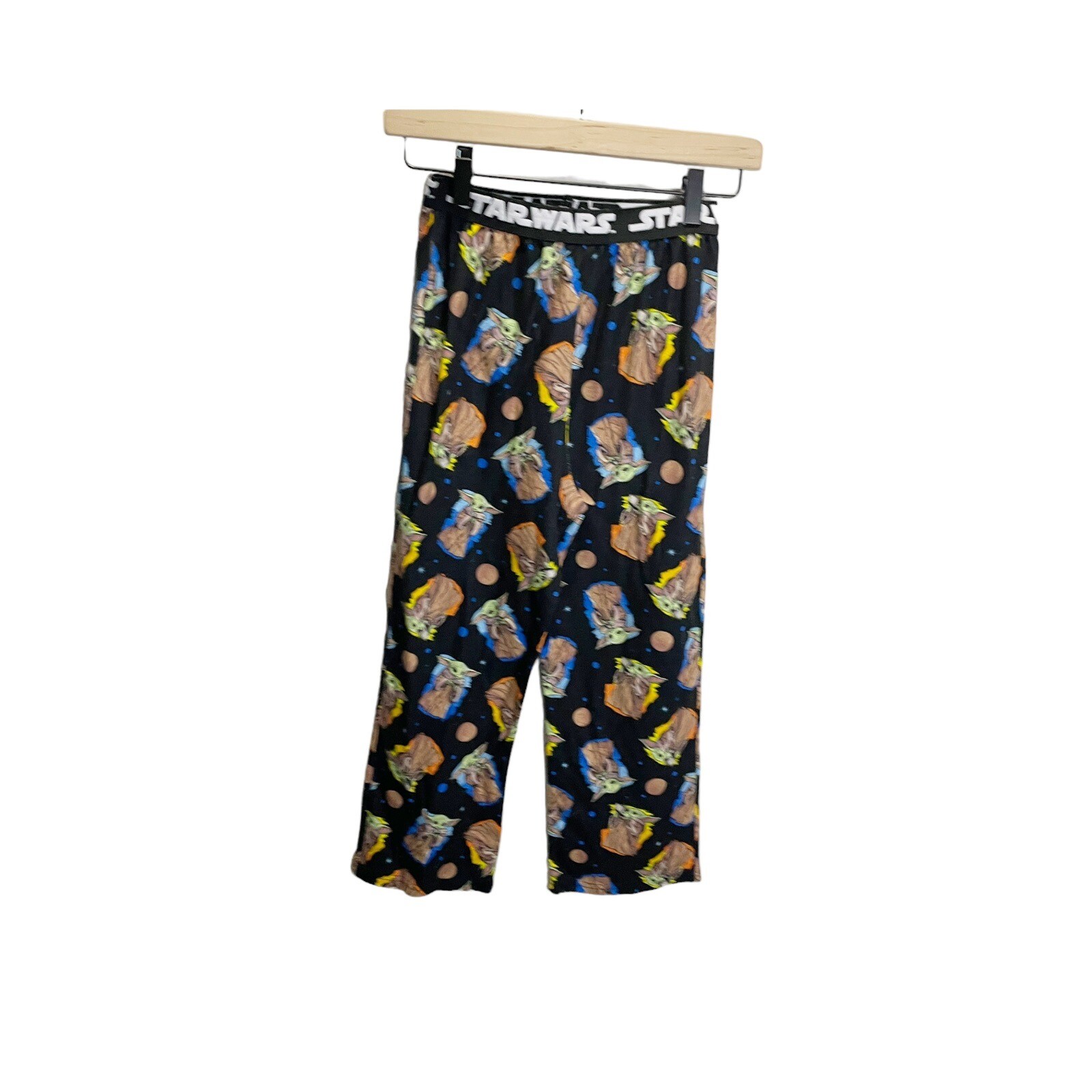 Star Wars Pajama Pants Grogu Youth Large 10/12 Flame Resistant Black Fleece