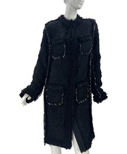 F/w 2010 Vintage Lanvin Black Embellished Boucle Tweed Coat 40 - 8 Nwt