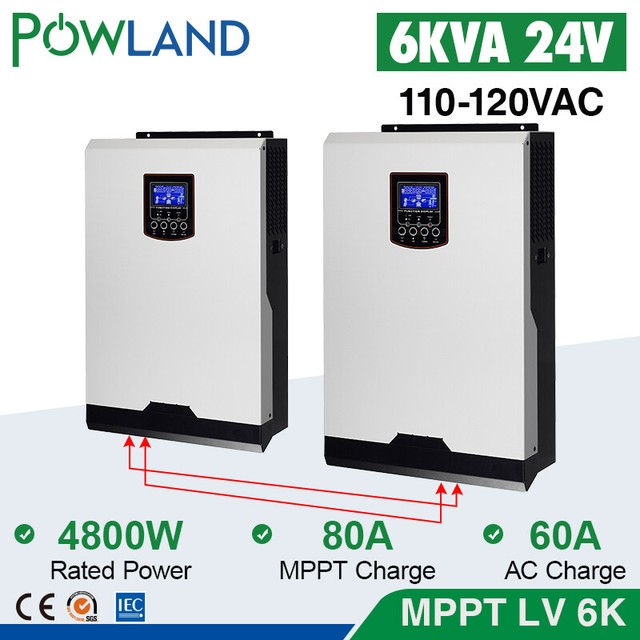110V Solar Inverter Hybrid 6Kva 2400W Off Grid Inverter 120V 80A MPPT