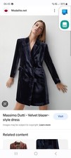Massimo Dutti Velvet Style Blazer Dress Navy Size 14