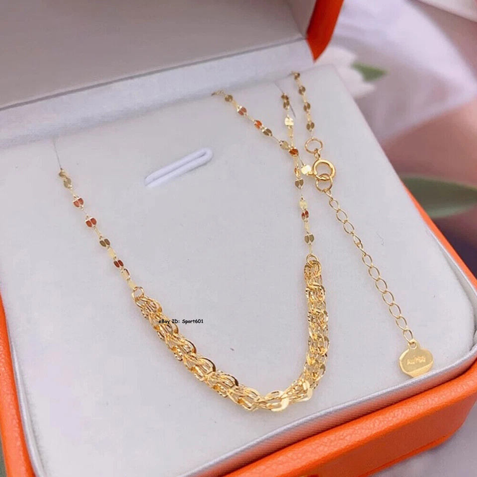 Collar de eslabones de cadena con labio de pluma de Fénix de la suerte de oro amarillo puro de 18 quilates para mujer  Foto 2 de 4