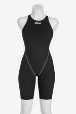 ARENA POWERSKIN ST NEXT OPEN BACK Racing Suit WOMEN SOLID BLACK Size 32
