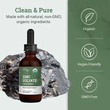 Organic Liquid Zinc Sulfate - Pure Zinc Supplements for Skin Health, Immune S...