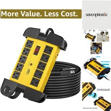 10-Outlets Heavy Duty Power Strip Metal Surge Protector with 15 Amps, 15-Foot...