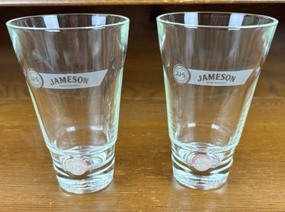 Jameson Irish Whiskey JJ&S Red Label  Glass 5  Tall   Set of 2