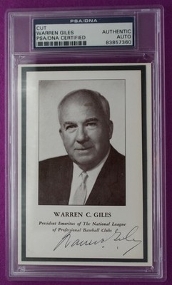 Warren Giles Signed Autographed PSA/DNA President Emeritus Of National League