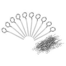 200Pcs Eye Pins Jewelry Findings 22 Gauge 14mm Stainless Steel Eye Pins Silver