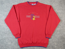 Vintage Disney Winnie the Pooh Bear Crew Neck Sweatshirt Size L Red Embroidered