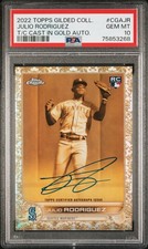 2022 TOPPS GILDED COLLECTION GOLD AUTO JULIO RODRIGUEZ ROOKIE RC 128/199 PSA 10