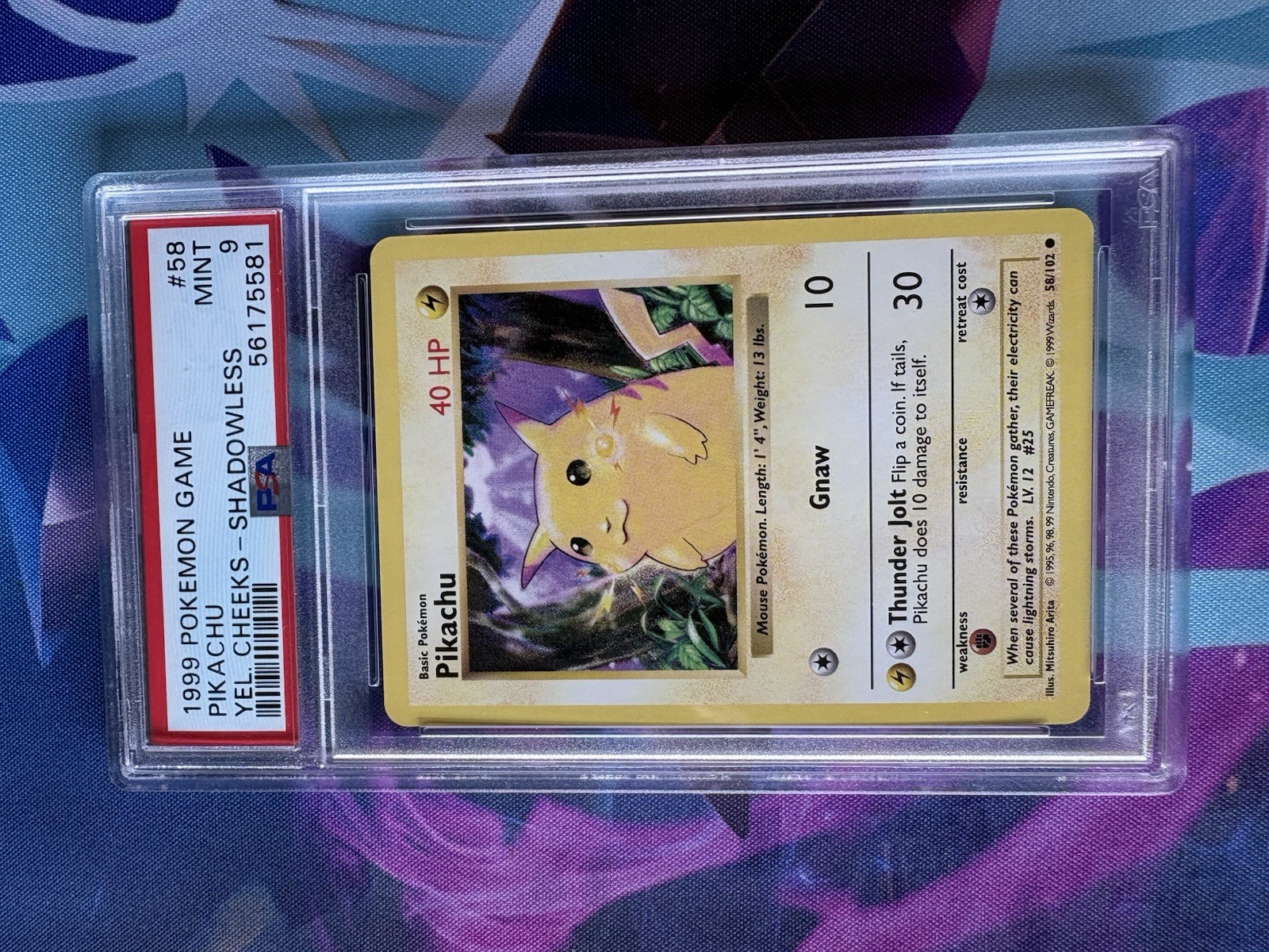 Pikachu 1999 Pokemon Game #58 Shadowless (Yellow Cheeks) Price
