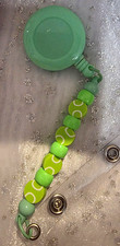 Beaded Pacifier Clip Strap w/ Snap Attachment, Round Holder Beaded Chain, Green