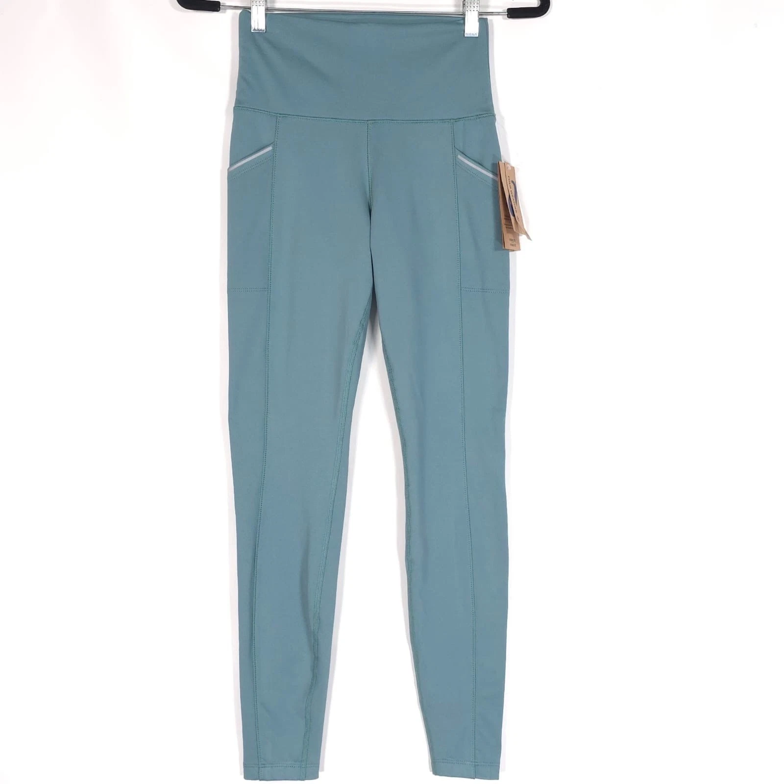 asics Women’s Size XS/TP Cold Weather 2-PKT Leggings Visibility 2 Pockets Green