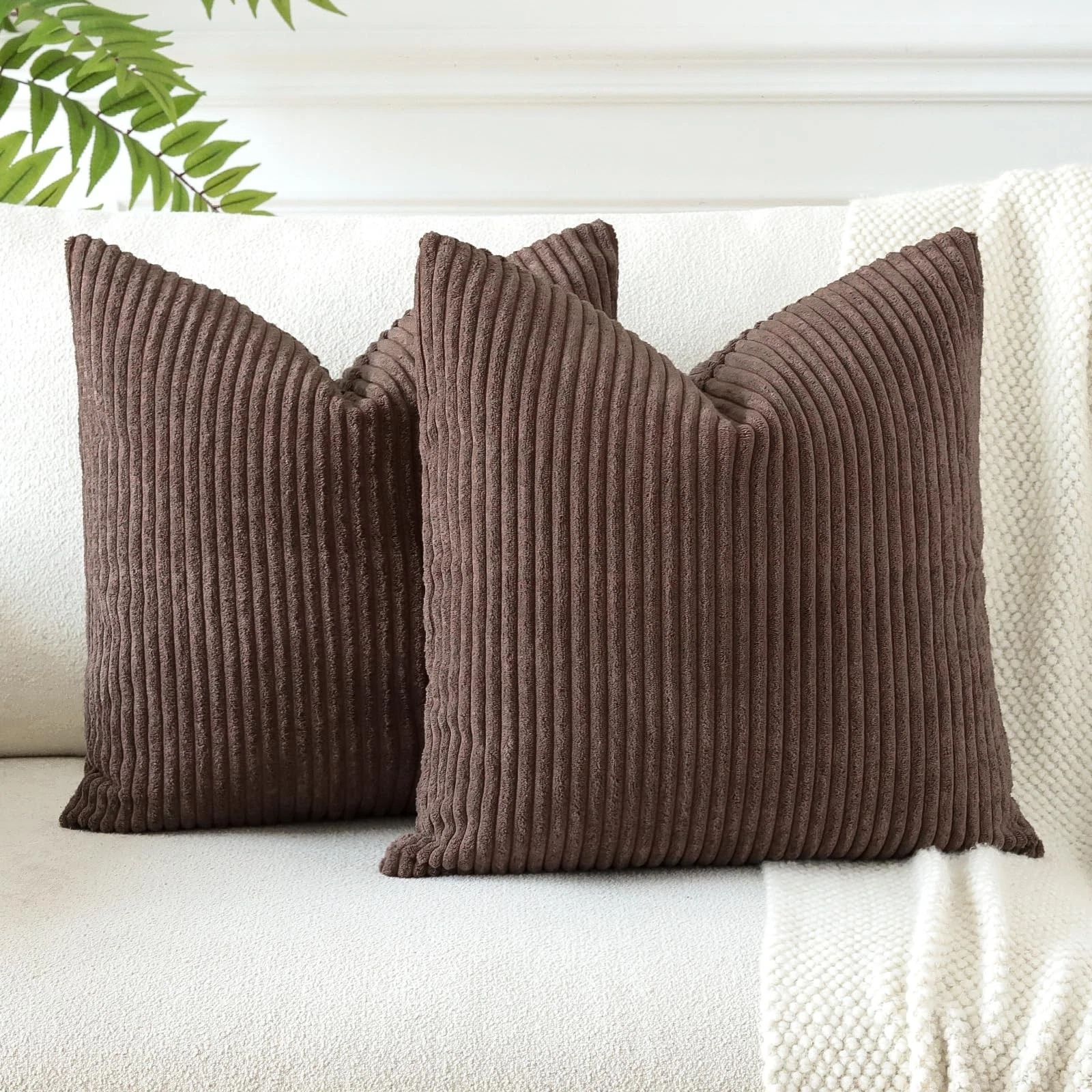 OTOSTAR Soft Corduroy Decorative Throw 22" x (Pack of 2), Dark Brown