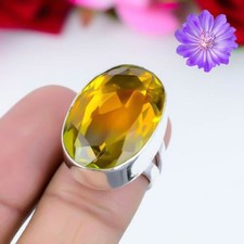 Yellow Citrine Gemstone 925 Sterling Silver Handmade Jewelry Ring Gift For