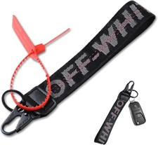 Black Keychain Metal key Ring Hook Strap Lanyard, Stylish Key Chain for Everyday