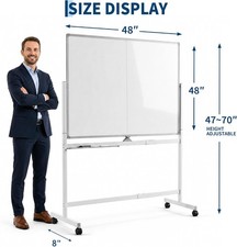 48"x48" Foldable Double-Sided Magnetic Mobile Whiteboard Rolling Dry Erase Board