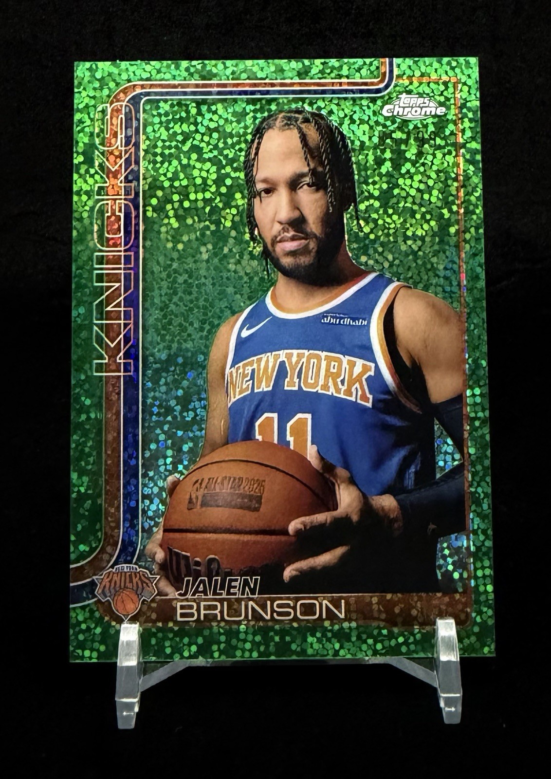 2025-26 Topps Chrome Image Variation Green Speckle Refractor Jalen Brunson /99