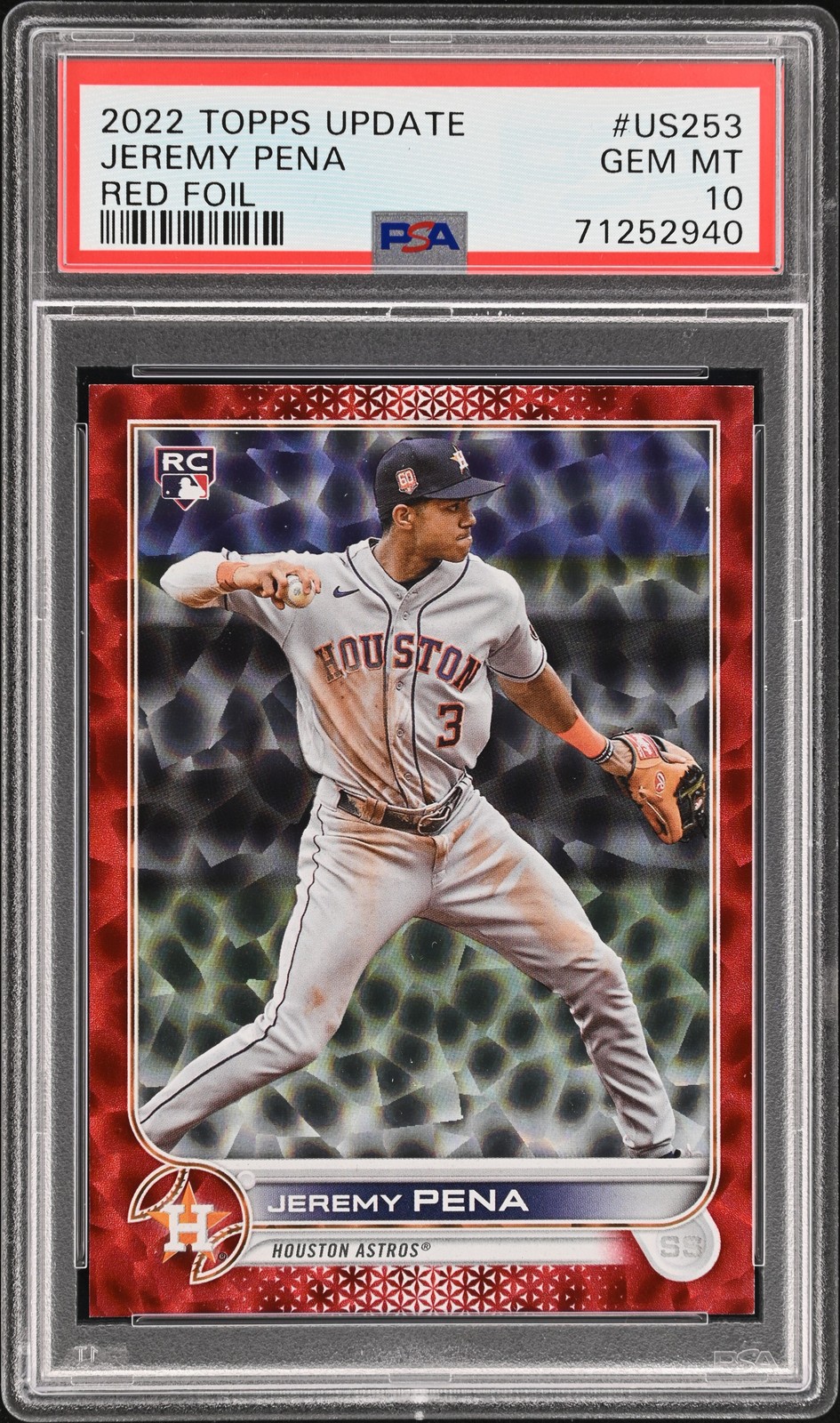 2022 TOPPS UPDATE RED FOIL #US253 JEREMY PENA ROOKIE RC 136/199 PSA 10