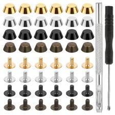 50PCS Purse Feet for Handbags, Screw-Back Metal Studs Rivet, Alloy Flat Head ...