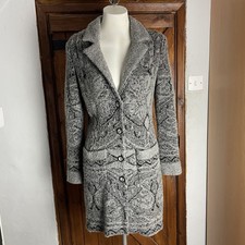 Marc Cain Womens Grey Wool Blend Knit Long Sleeve Collar Button Cardigan 2 UK 10