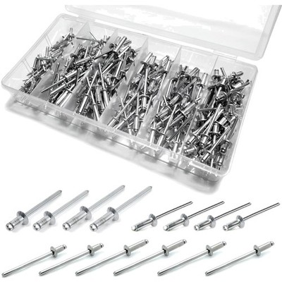 Alu Blindnieten Sortiment 250 Stück 6 Größen Silber Nieten Plus Box