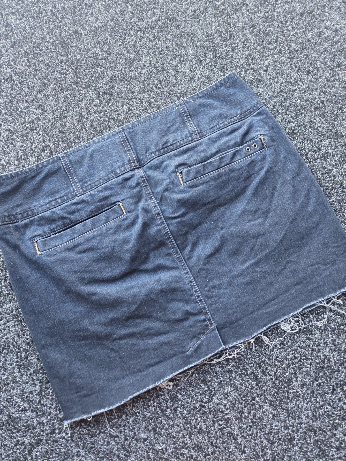 Vintage Converse One Star Denim Mini Skirt Dark Wash Size 10 Y2K Distressed Hem image 8