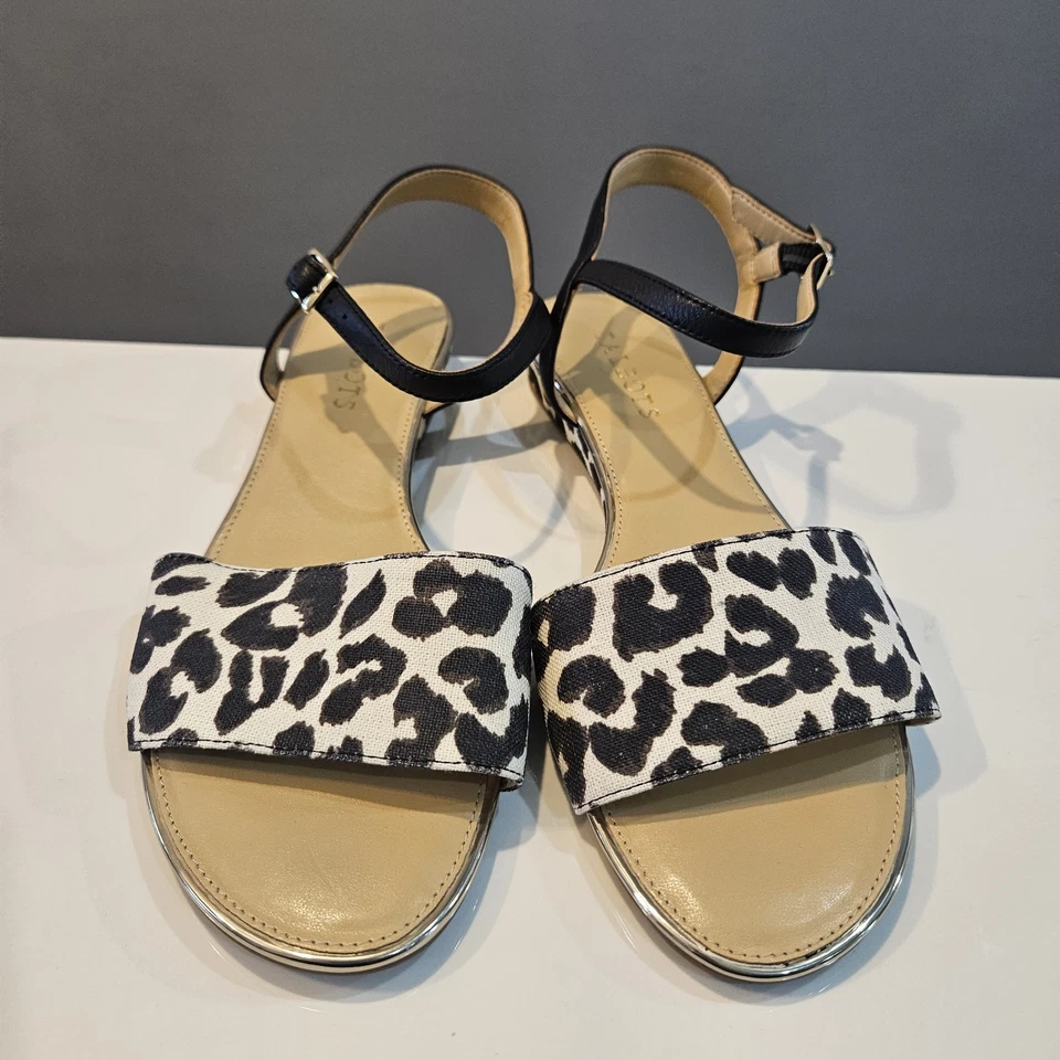 Talbots Ankle Adjustable Strap Animal Print Size 8.5M Open Toe Flat Sandals - Image 4 of 4