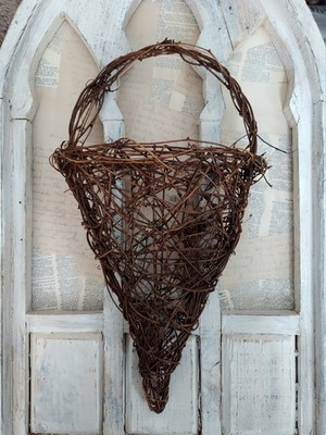 Vintage Grapevine Cone Shape Hanging Basket 