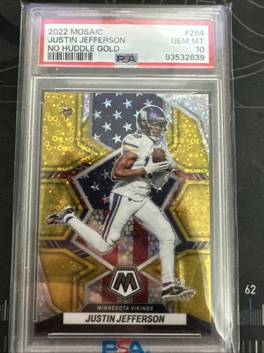 2022 Panini Mosaic No Huddle Gold /10 Justin Jefferson PSA 10