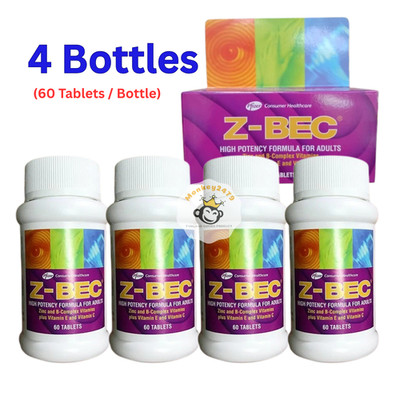 4 Bottles Z-BEC Multivitamins High Potency Formula For Adults 60 Tablets