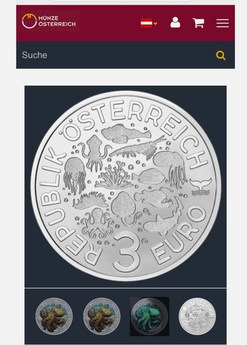 * ÖSTERREICH ROLLE 10 x 3 EURO TIERMÜNZEN 2022 SEA WORLDS OCTOPUS RAR - Bild 11 von 11