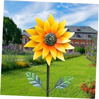 Sunflower Wind Spinner Outdoor, Metal Wind Sculptures with Stake, Outdoor 