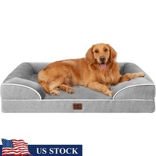 Orthopedic Dog Bed Memory Foam Waterproof Bolster Easy Clean Soft Support Grey