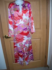 NATORI - "DECO" PATTERN - STUNNING!  MULTI COLOR SATIN PAJAMAS - SIZE 3X - NWT!!