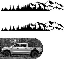 2 PCS Car Mountains Tree Vinyl Decals, 3.28Ft 0.56Ft Auto Mountain Tree Forest G