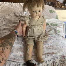 Vintage 20 Creepy Composition Doll Scary w/Operating Eyes girl