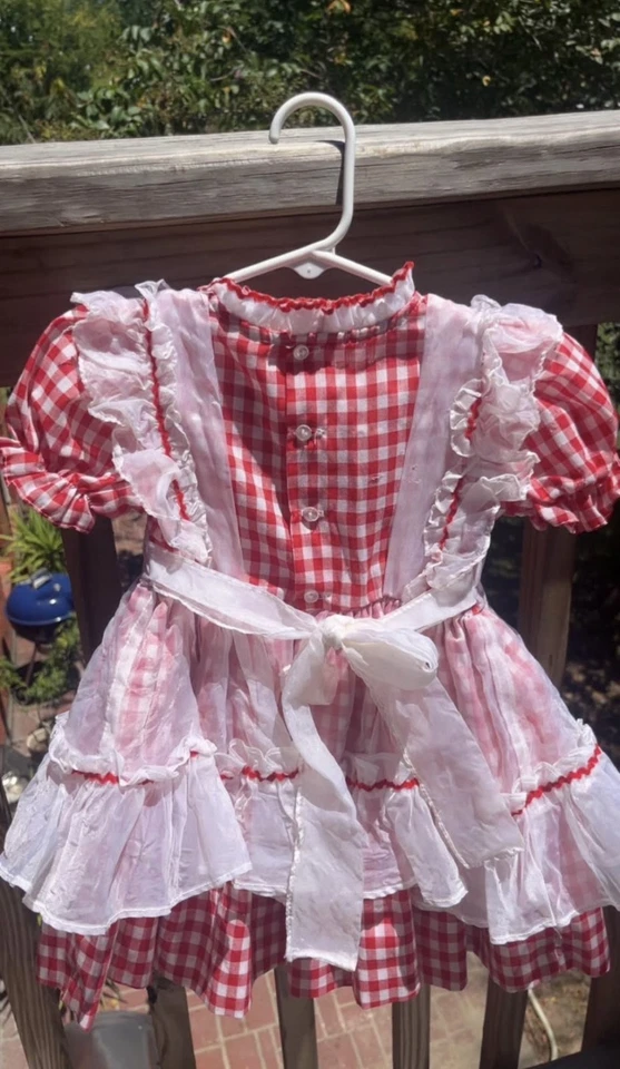 Vintage Winnie The Pooh Red Gingham Dress Size 2t - Image 2 of 4