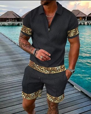Polo Kurzarm Short Set Herren Hemd T-Shirt 2025 Mode Sommer