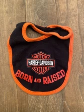 Baby Harley-Davidson Motorcycles Born And Raised Bib Size NS Black Orange