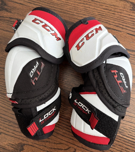 CCM Jetspeed FT4 PRO Junior Medium Size Hockey Elbow Pads Red White Black