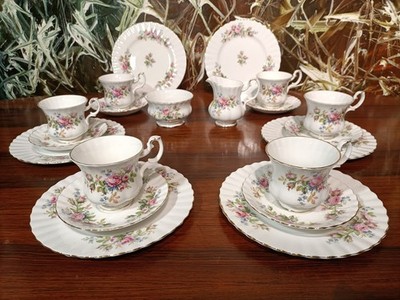 ROYAL ALBERT England MOSS ROSE  edles 20 teiliges Kaffeeservice / 6 Personen